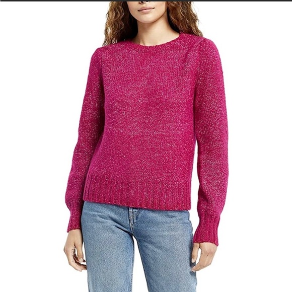 NWT Z Supply Annie Puff Sleeve Crew Neck Sweater Womens size L in Jewel Pink - Picture 2 of 12